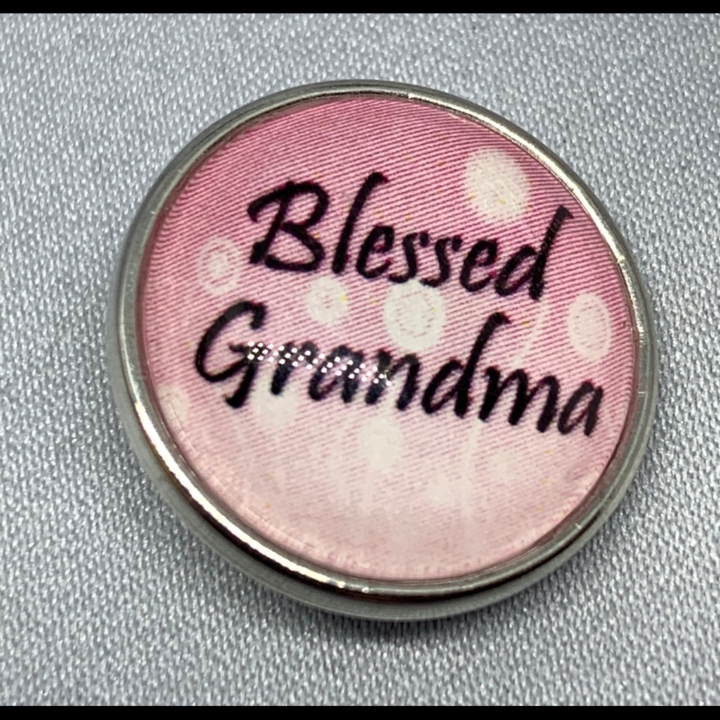 Pink Blessed Grandma - Snap Button Charm - 18mm/20mm - Made In The Usa